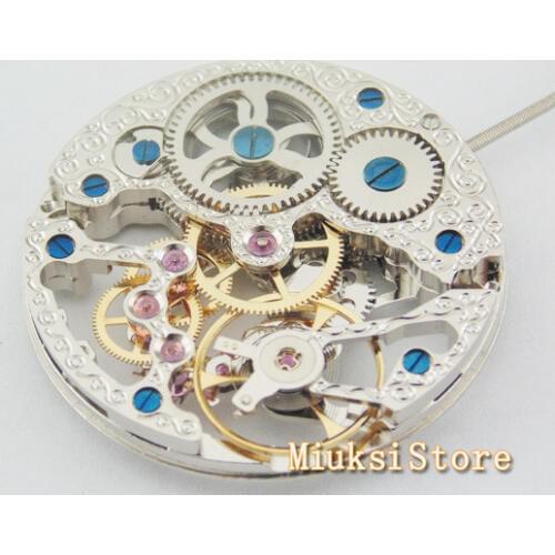 17 Jewels silver full skeleton Hand Winding Asian movement watch accessories