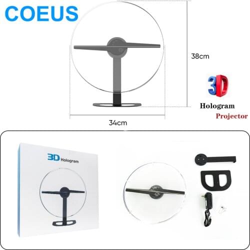 Portable Rechargeable Table Top Holographic Display 3D Hologram LED Fan 30cm