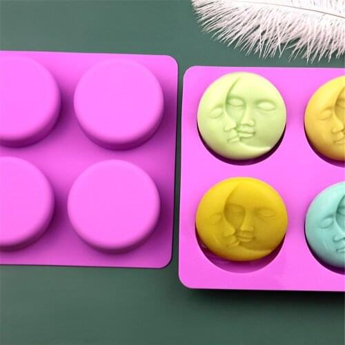 4 Hole Face Silicone Fondant Cake Decorating Mold Epoxy Resin Handmade Soap Molds Baking Tools Kitchen Accessories