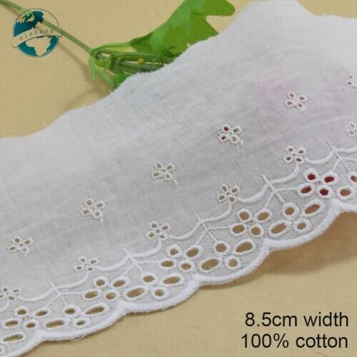 3yard 8.5cm wide 100% Cotton embroid lace sewing ribbon guipure trim wedding lace DIY Garment Accessories african doll lace#3990