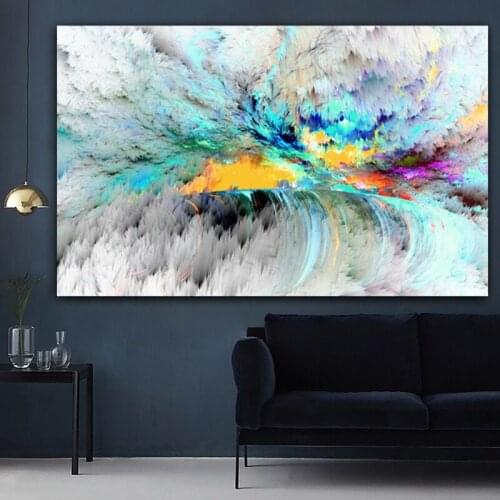 AHPAINTING Canvas Art Wall Picture Abstract Painting Modern Poster Prints Landscape Picture Blue Cloud For Living Room No Frame