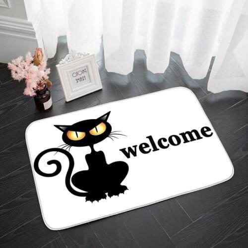 White Mats Spanish Funny Doormat Bedroom Carpet Flannel Material Home Living Room Hallway Rug Cute Cat Entrance Door Carpets