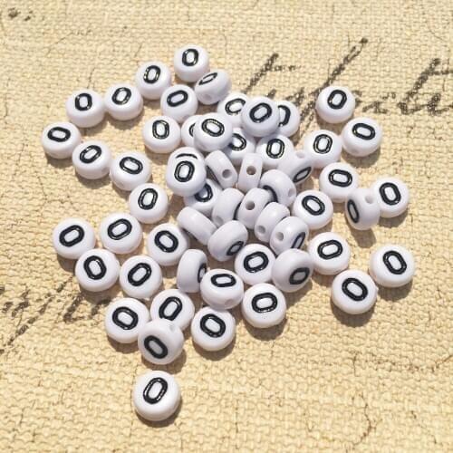 Free Shipping 500PCs 4*7MM Flat Coin Round Shape Single Initial O Acrylic letter Beads Plastic Alphabet Bracelet Spacer Beads