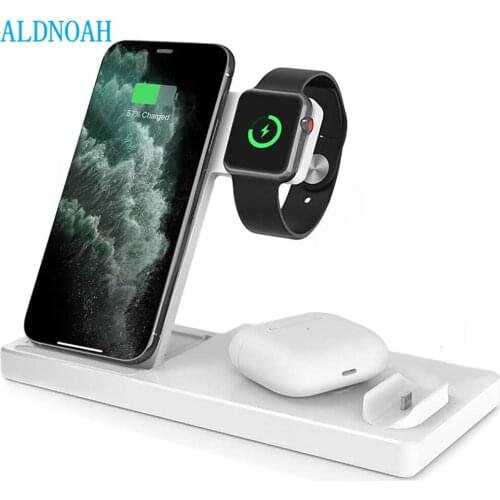 15W Qi Fast Wireless Charger Stand For iPhone 11 12 X 8 Apple Watch 4 in 1 Foldable Charging Dock Station for Airpods Pro iWatch