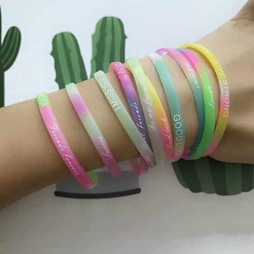 1 PCS Silicone Rubber Wristband Cuff Bracelets Flexible Wrist Band Sports Casual Bangle For Women Men Wear