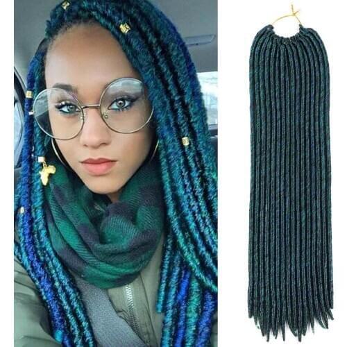 DAIRESS 18" Mix Green Blue Faux Locs Crochet Braids Dreadlocks Extension 16Roots Goddess Faux Locs Braiding Hair Crochet Braids