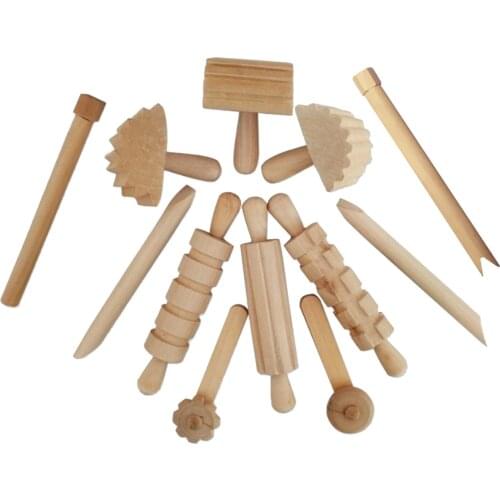 Kids Wood Art Clay Dough Tools Toy Slime Mold DIY Baking Accessories Educational Toys Age 3-6 Years