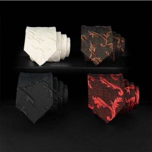 Fashion Mens Ties 2021 Brand New High Quality 6CM Skinny Neck Tie Male 3D Jacquard Slim Necktie With Gift Box Brown