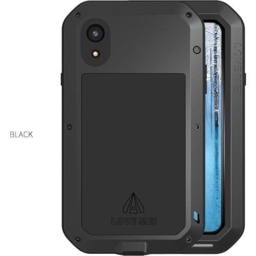 Gorilla Glass) LOVE MEI POWERFUL case For iphone X XS Max XR phone case for iphone 8 6 6s 7 Plus Waterproof Aluminum phone case