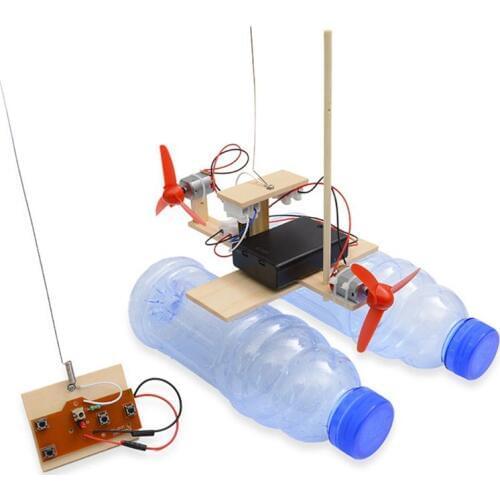 Model Toy Wooden RC Boat Kid Toys Assembly Remote Control Boat Toys Educational Model Toy K1MA New