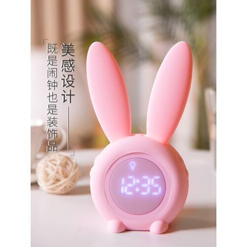 Intelligent Cartoon Rabbit Alarm Clock Digital Girls Cute Voice Alarm Clock Kids Quite Reloj De Mesa Kawaii Home Decor OO50AC