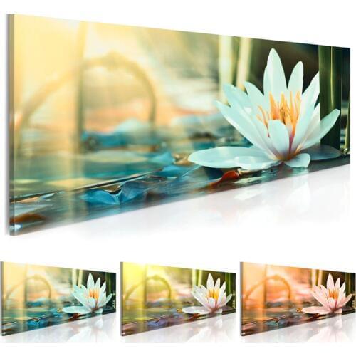 Canvas Wall Art Pictures 1 Piece White Flowers Plants Natural Painting Living Room Modern Prints Water Lotus Poster Home Decor