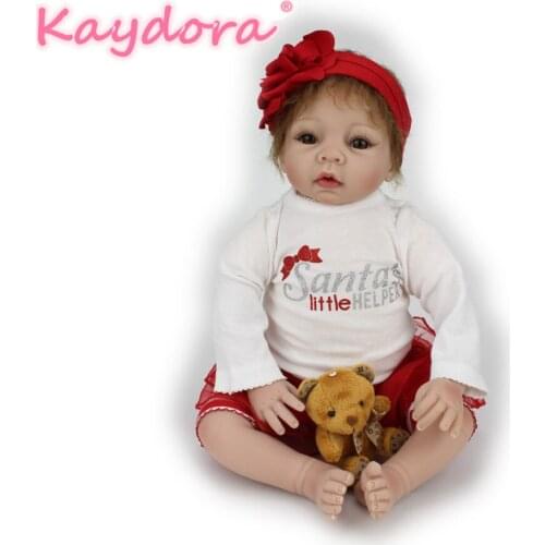 Kaydora 22 inches Doll Reborn For Sale Soft Silicone Reborn Babies Girl lol PlayHouse Toys Lifelike Doll Newborn Santa Christmas