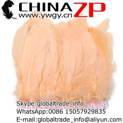 Leading Supplier CHINAZP Factory 2yards/lot Good Quality Dyed Peach Goose Feather Trimming with Satin Ribbon Tape