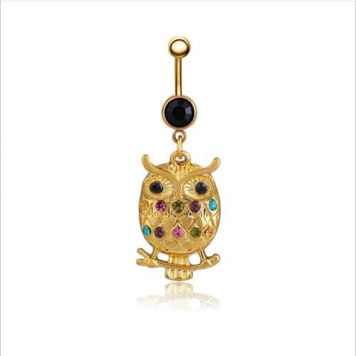 Belly Button Rings Owl Style Body Piercing Jewelry 316L Surgical Stainless Steel 14G