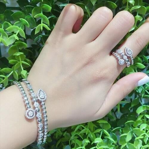 BrideTalk luxury Unique African Bangle Ring Set Jewelry Sets For Women Wedding Cubic Zircon Crystal CZ Dubai Bridal Jewelry Set
