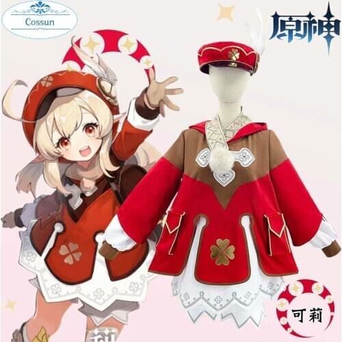 Anime Genshin Impact Klee Keli Game Suit Red Lovely Lolita Dress Uniform Cosplay Costume Halloween Outfit For Women Girls New
