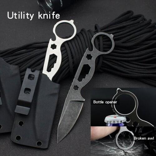 Multi-functional outdoor straight sharp fruit knife portable multi-purpose camping portable knife