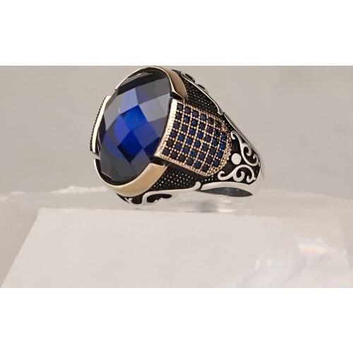 925 Sterling Silver with zircon Men 'S Silver Ring