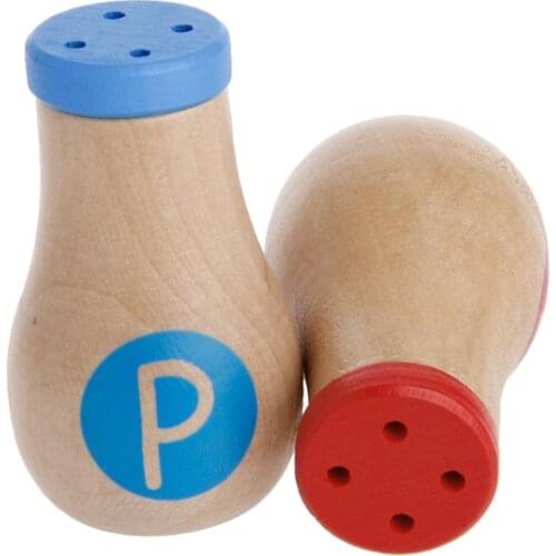2ps Kids Pretend Role Play Kitchen Fruit Food Wooden Toy Cutting Set Child Gifts Kitchen seasoning bottle seasoning jar