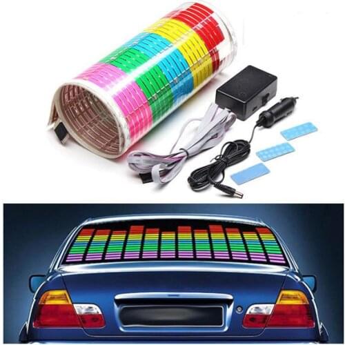 90 x 25cm Sound Rhythm Activated Car Sticker LED EL Sheet Music Light Colorful Flash