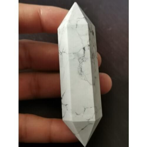 Natural white turquoise double pointed crystal pillar points reiki healing