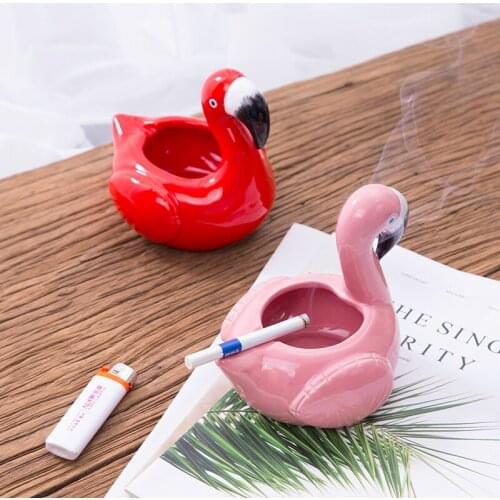 Living Room Decoration Cute Cartoon Little Animal Swan Ceramic Ashtray Trend flamingo Ash Tray Ashtray Home
