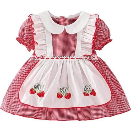 Baby girl Spanish Vintage Lolita Embroidered Print Birthday Party puff sleeve Princess Cute dress