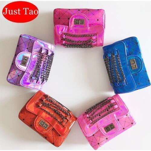 Just Tao! Childrens Fashion leather punk purse Girls Small Chain messenger bags Hot Sale Wallets for Toddlers Metal Bags JT030