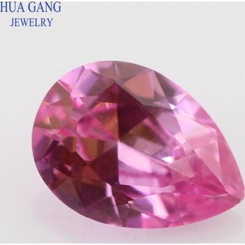 Size 2x3~10x14mm Pear Cut 2# Pink Corundum Stones Synthetic Corundum Gems Stone For jewelry Wholesale Free Shipping