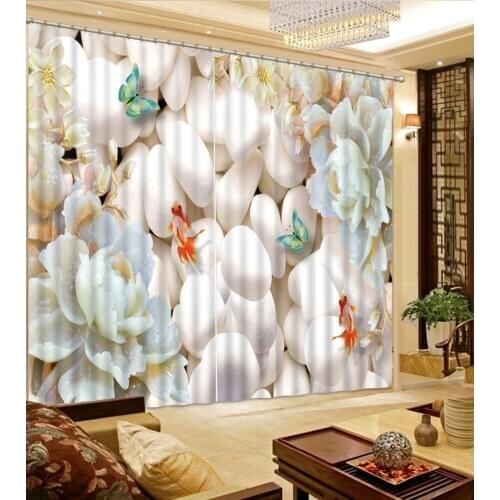 Customized size Luxury Blackout 3D Window Curtains For Living Room flower curtains stereoscopic curtains