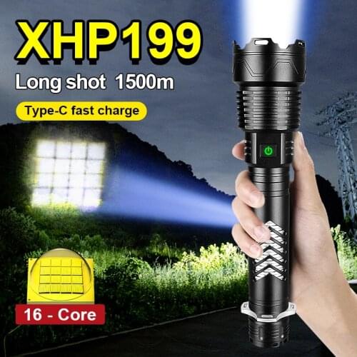 Most Powerful XHP199 USB Rechargeable LED Flashlight Torch High Power Flash Light XHP160 Tactical Flashlights 18650 LED Lantern