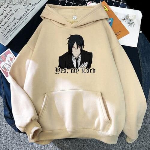 Hot Anime Hoodie Black Butler Sebastian Michaelis Print Graphic Gothic Clothes Oversized Sweatshirt Women Harajuku Kpop Japanese