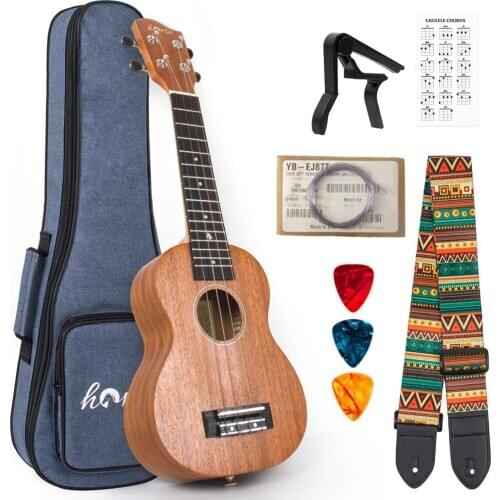 Horse Soprano Ukulele Mahogany 21 inch Ukelele for Beginer with Gig Bag Tuner Strap String Capo Picks