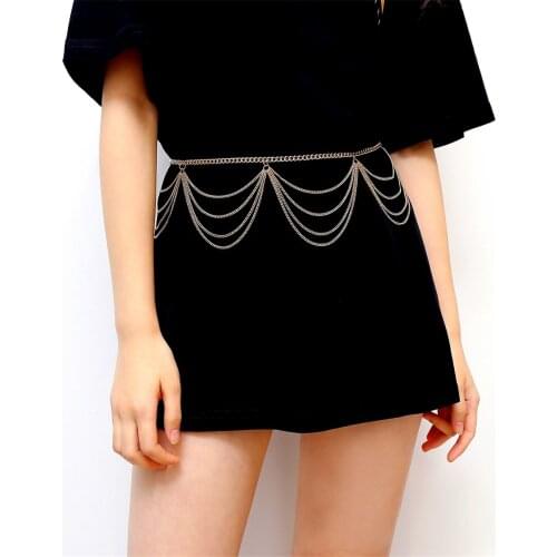 Hip Hop Tassel Body Chain Torque Necklace For Women Fashion Charm Bikini Waist Chain Metal Choker Necklace Jewelry Accessories