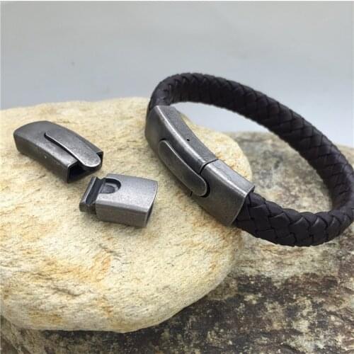 11*5.5mm Hole 316l Stainless Steel Vintage Connectors Charm Magnet Buckle Jewelry Findings Flat Leather Bracelet Magnetic Clasp