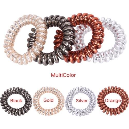 5Pcs/Lots Women Rubber Hair Rope Elastic Hairbands Spiral Shape Hair Ties Headwear Accessories Telephone Wire Line Headband