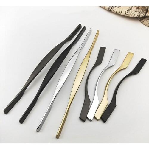 Gold/black/chrome Cabinet Handles Morden Furniture Handle and Knobs For Wardrobe Drawer Aluminum Door Bar Knob