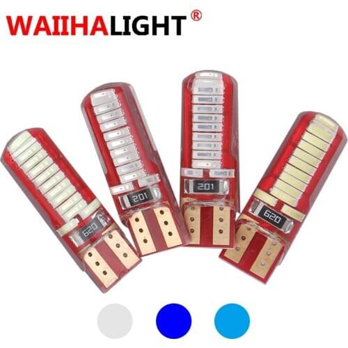 1PCS T10 194 W5W Led Canbus 4014 24 SMD Super Bright W5W LED Light Bulbs Car Wedge Bulbs 12V DC Dome Reading Light White Blue