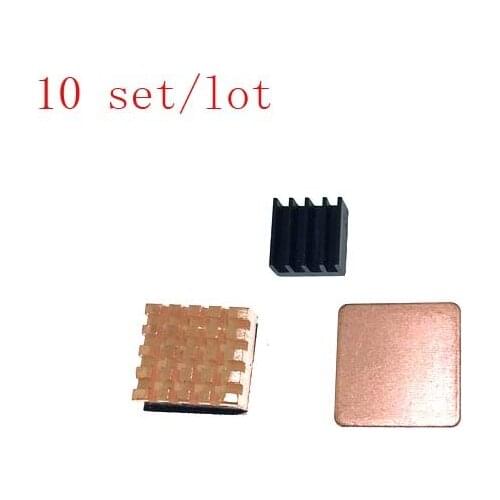 10set/lot Raspberry Pi 3 Heat Sink Aluminum Copper with Logo CPU Cooling Heat Sink Pad Dissipador for Raspberry Pi3 Model B