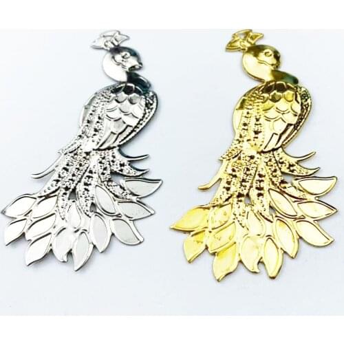 10pcs 40x68mm Gold/Rhodium Plated Tone Filigree peacock Garland Connectors For Jewelry Making DIY Accessories Pendant