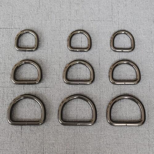 100 Pcs/Pack 15mm 20mm 25mm Webbing Straps Belt Loops Buckle Metal D Ring For Bag Backpack Accessory Hardware Dog Collar Leads