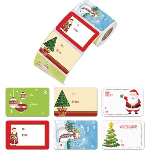 250pcs/Roll Christmas Gift Name Tags Adhesive Xmas Stickers 6 Designs Santa Elk Postcards, Envelopes Seal Labels Gift Decor