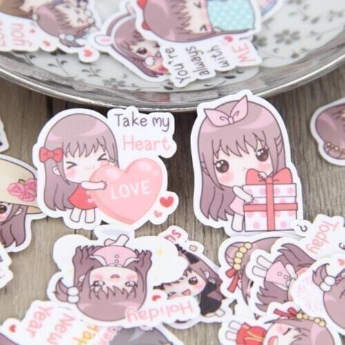 40 pcs English girl daily waterproof for phone car Label Decorative Stationery Stickers Scrapbooking DIY Diary Album toy Sticker
