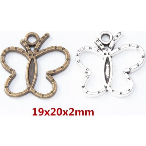 55 pieces of retro metal zinc alloy Butterfly Pendant for DIY handmade jewelry necklace making 8163