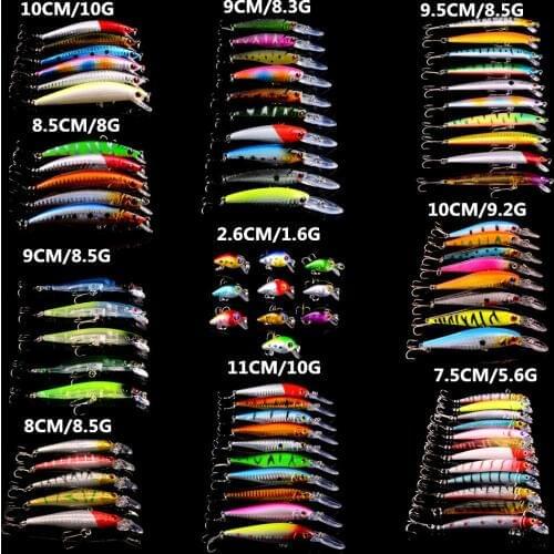 81pcs/lot Fishing Lures Mixed 10 Model Lure High Quality Bass Crankbait Fishing Tackle Minnow and Crank Mix 81 Colors Fish Bait