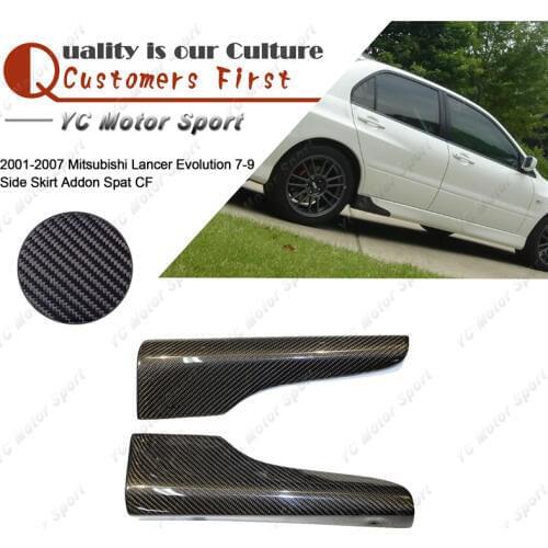 Car Accessories Carbon Fiber Side Skirt Addon Spat Fit For 2001-2007 Evolution 7-9 EVO 7 8 9 Side Skirt Rear Addon Spat Cover