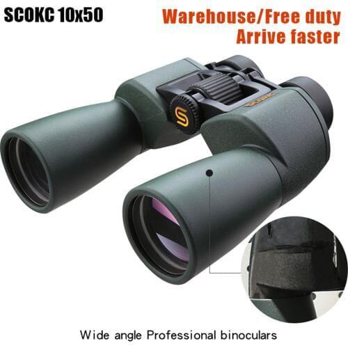 SCOKC Wide Angle Powerful hd 10x50 binoculars for stargazing bak4 FMC power zoom long range telescope wide angle hunting