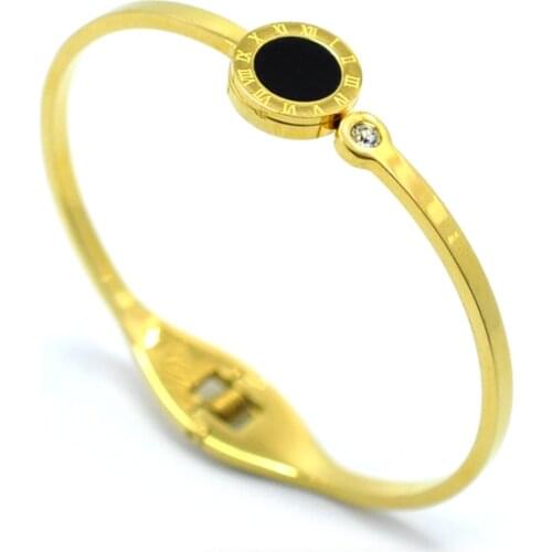 Black White Shell Round Bangle For Women Couple Jewelry Roman Numerals Bracelet & Bangles Luxury Brand Cuff Bracelets