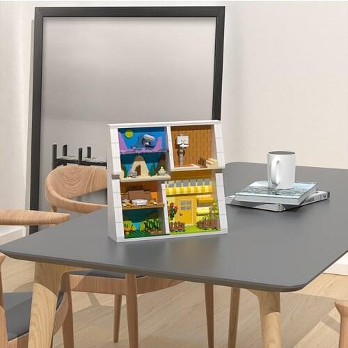 Buildmoc City Street View Colorful Comic Wall Photo Frame 667PCS MOC Model Building Blocks Toys for Children DIY Toy Kids Gifts